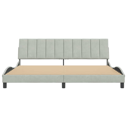 Bedframe Zonder Matras Fluweel 200 x 200 cm Lichtgrijs