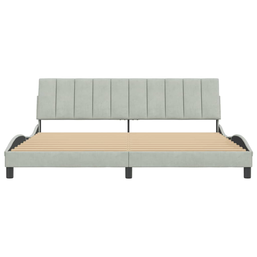 Bedframe Zonder Matras Fluweel 200 x 200 cm Lichtgrijs