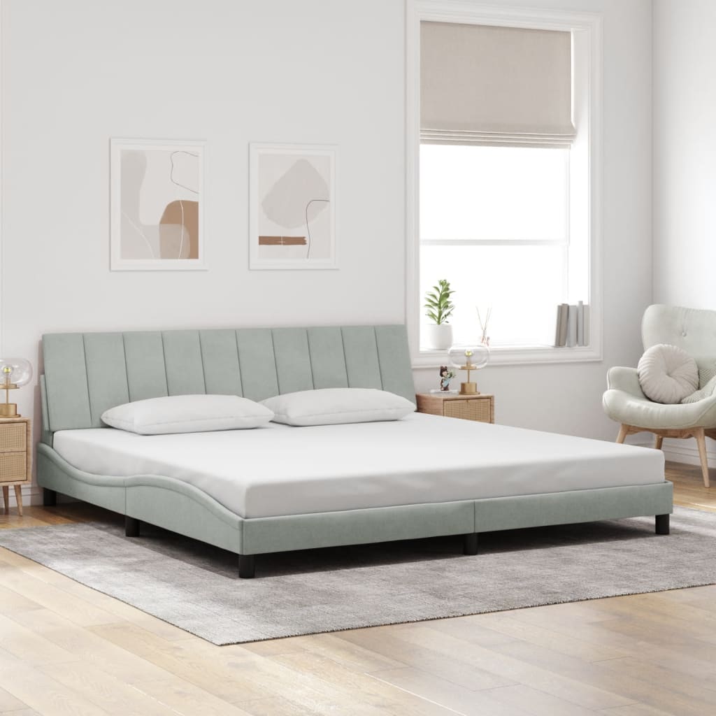 Bedframe Zonder Matras Fluweel 200 x 200 cm Lichtgrijs
