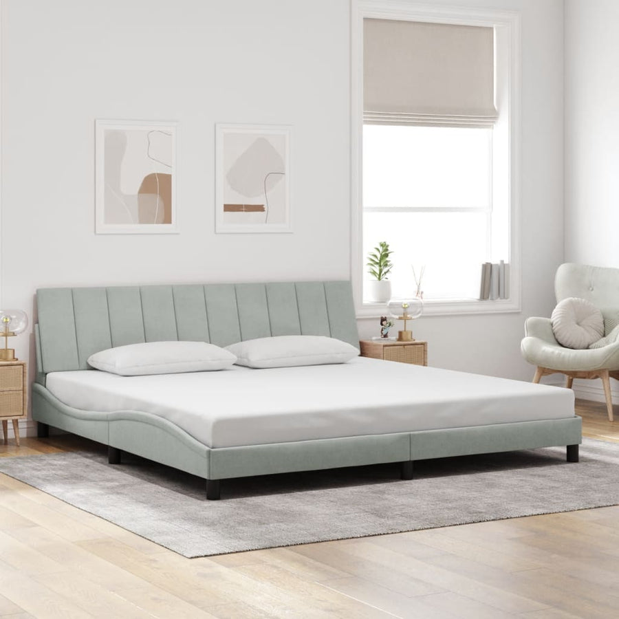Bedframe Zonder Matras Fluweel 200 x 200 cm Lichtgrijs