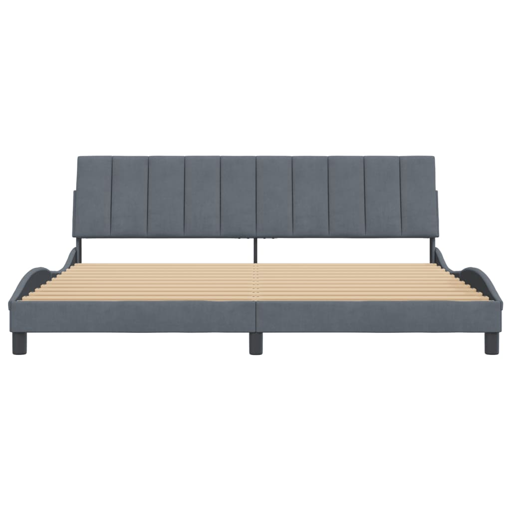 Bedframe Zonder Matras Fluweel 200 x 200 cm Donkergrijs