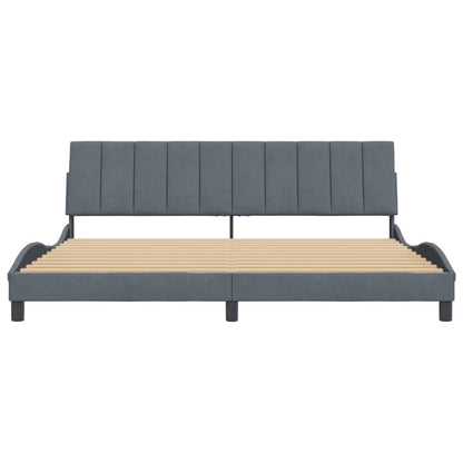 Bedframe Zonder Matras Fluweel 200 x 200 cm Donkergrijs