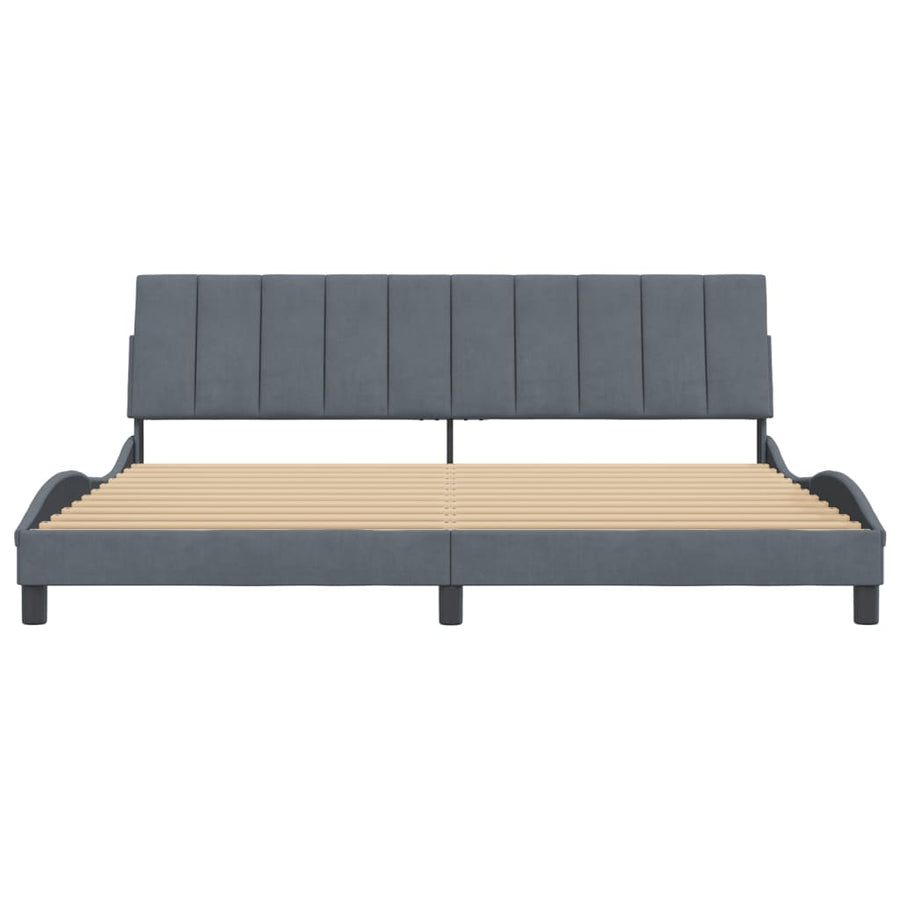Bedframe Zonder Matras Fluweel 200 x 200 cm Donkergrijs