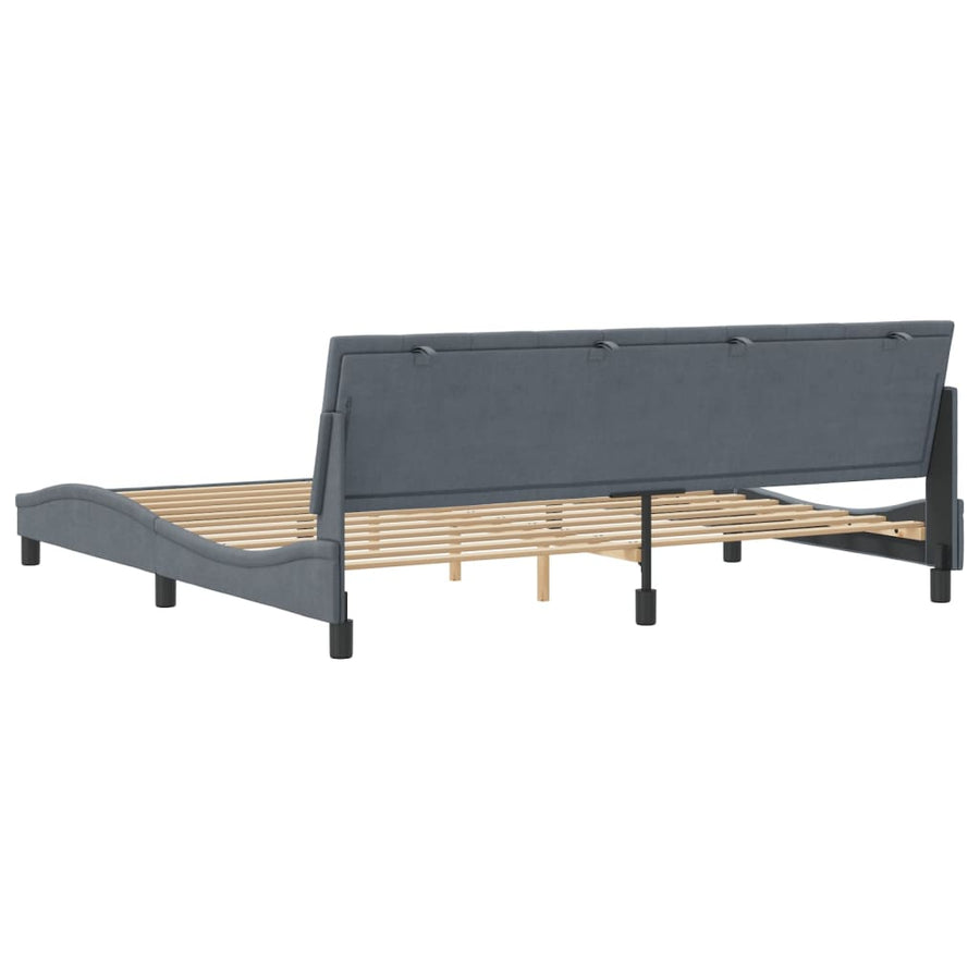 Bedframe Zonder Matras Fluweel 200 x 200 cm Donkergrijs