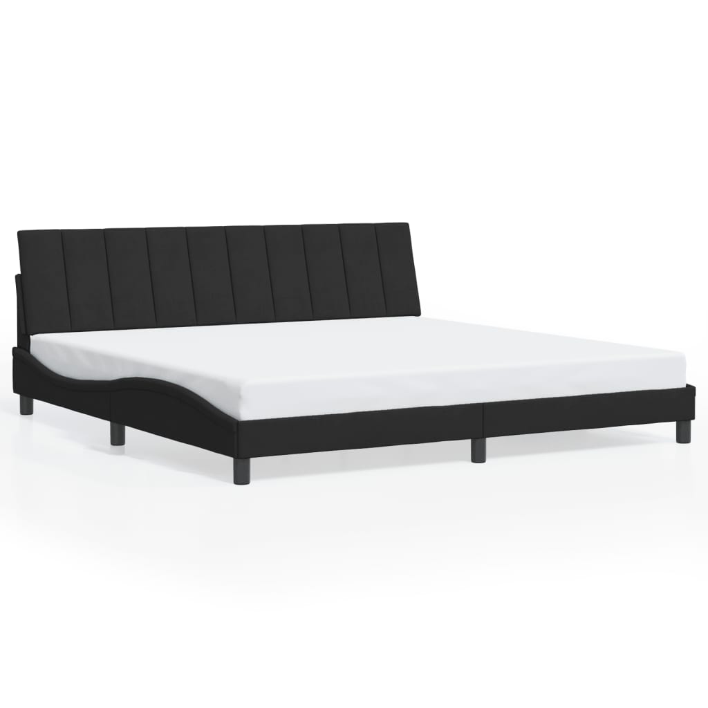 Bedframe Zonder Matras 200X200 Cm Fluweel Zwart Wit En Grijs
