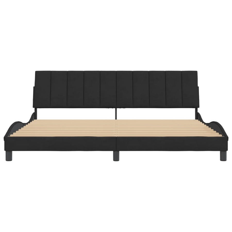 Bedframe Zonder Matras 200X200 Cm Fluweel Zwart Wit En Grijs