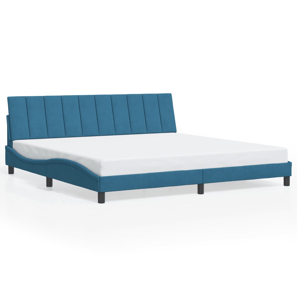 Bedframe Met Hoofdeinde Fluweel Blauw 200 x 200 cm Roze