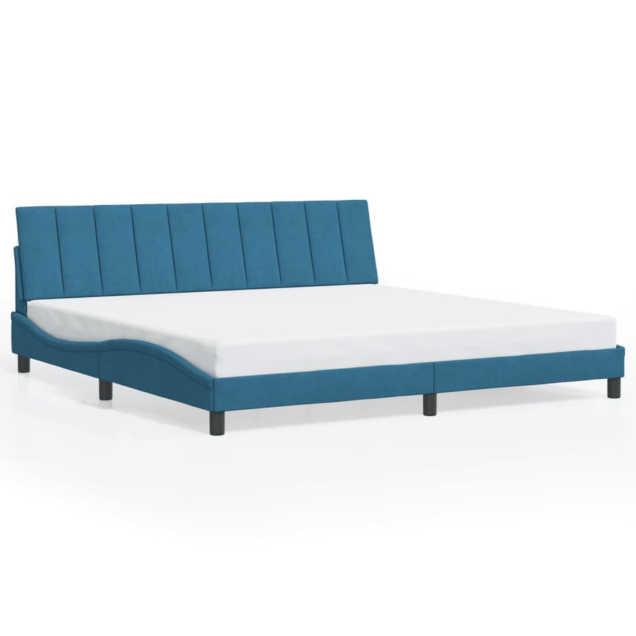 Bedframe Met Hoofdeinde Fluweel Blauw 200 x 200 cm Roze