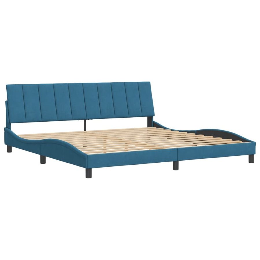 Bedframe Met Hoofdeinde Fluweel Blauw 200 x 200 cm Roze