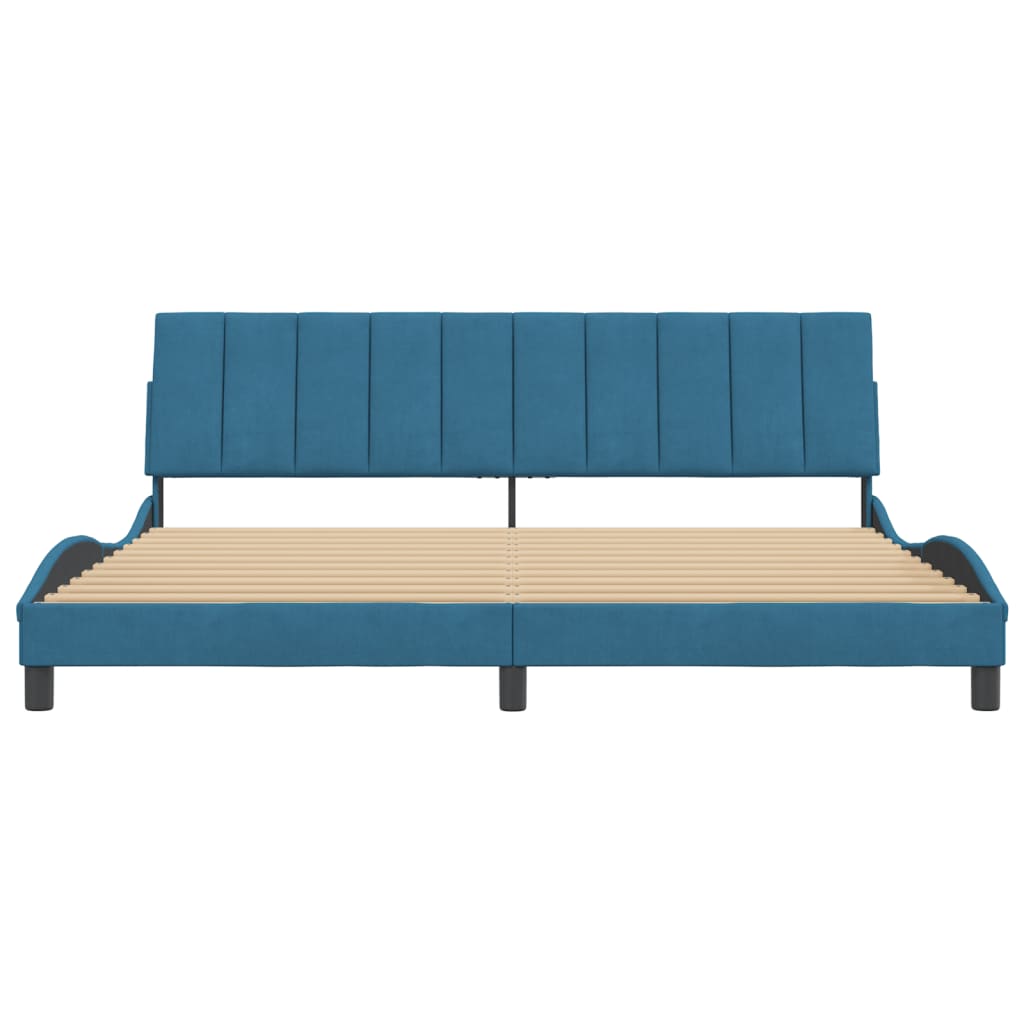 Bedframe Met Hoofdeinde Fluweel Blauw 200 x 200 cm Roze