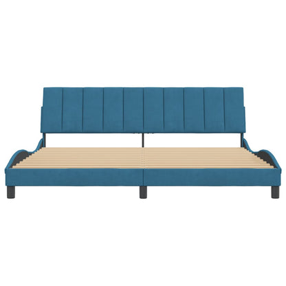 Bedframe Met Hoofdeinde Fluweel Blauw 200 x 200 cm Roze