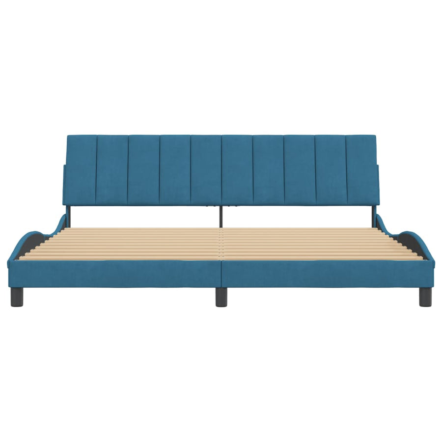 Bedframe Met Hoofdeinde Fluweel Blauw 200 x 200 cm Roze