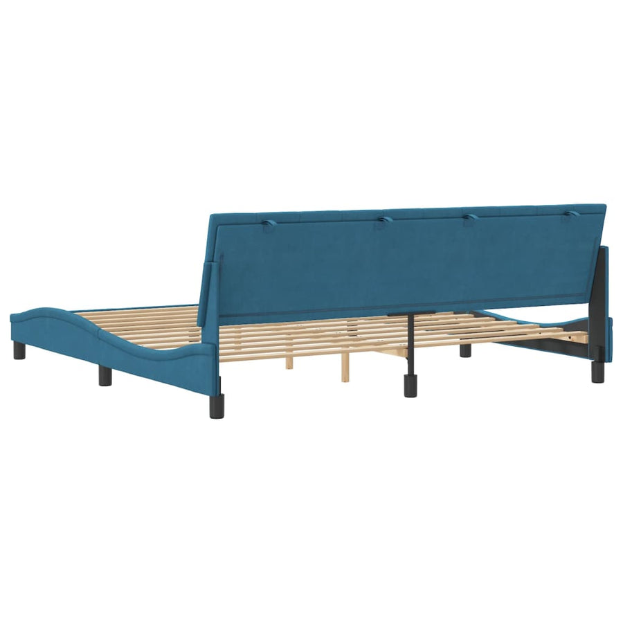 Bedframe Met Hoofdeinde Fluweel Blauw 200 x 200 cm Roze