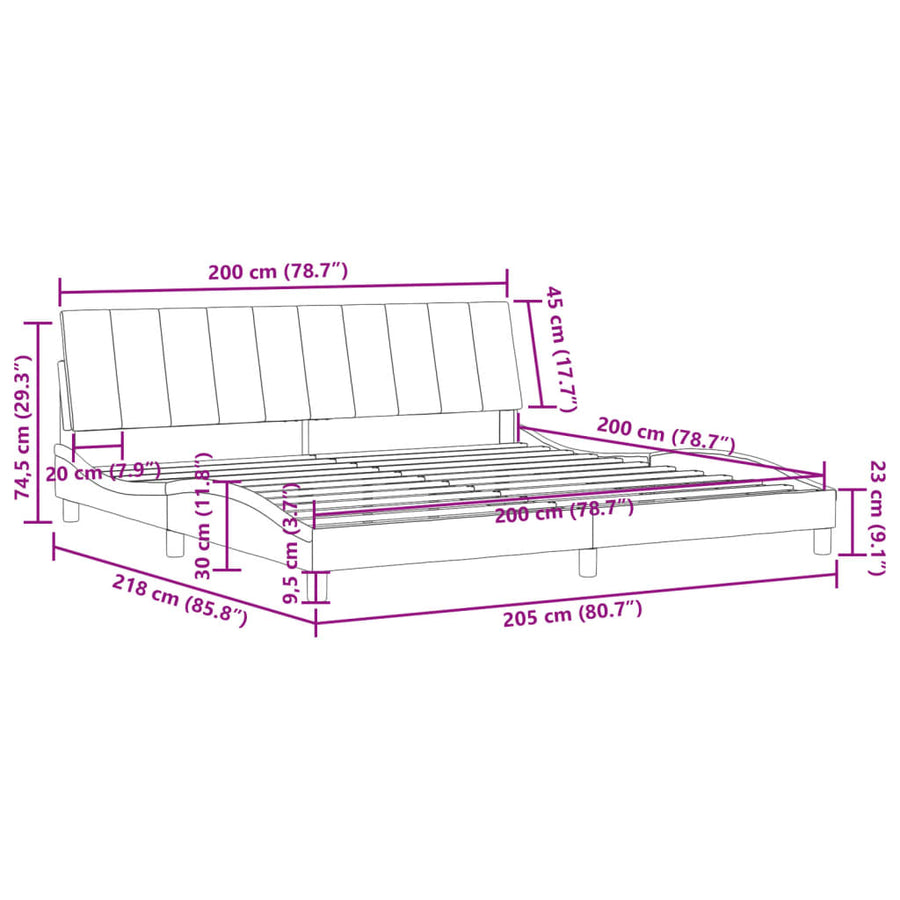 Bedframe Met Hoofdeinde Fluweel Roze 200 x 200 cm Blauw