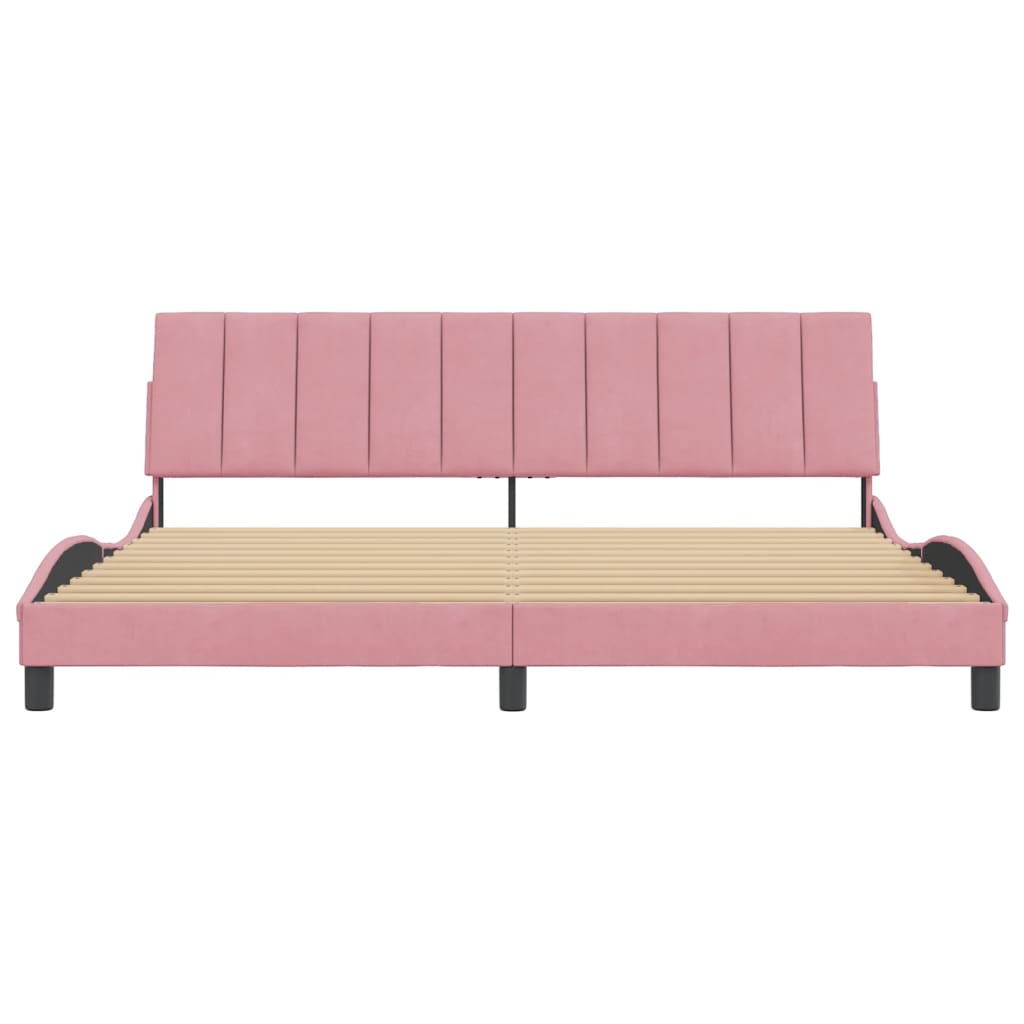 Bedframe Met Hoofdeinde Fluweel Roze 200 x 200 cm Blauw