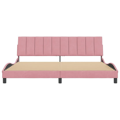 Bedframe Met Hoofdeinde Fluweel Roze 200 x 200 cm Blauw