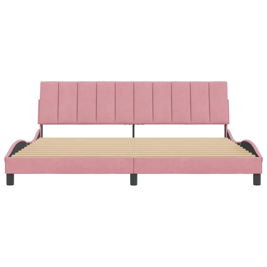 Bedframe Met Hoofdeinde Fluweel Roze 200 x 200 cm Blauw
