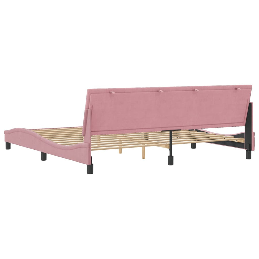 Bedframe Met Hoofdeinde Fluweel Roze 200 x 200 cm Blauw