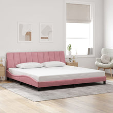 Bedframe Met Hoofdeinde Fluweel Roze 200 x 200 cm Blauw