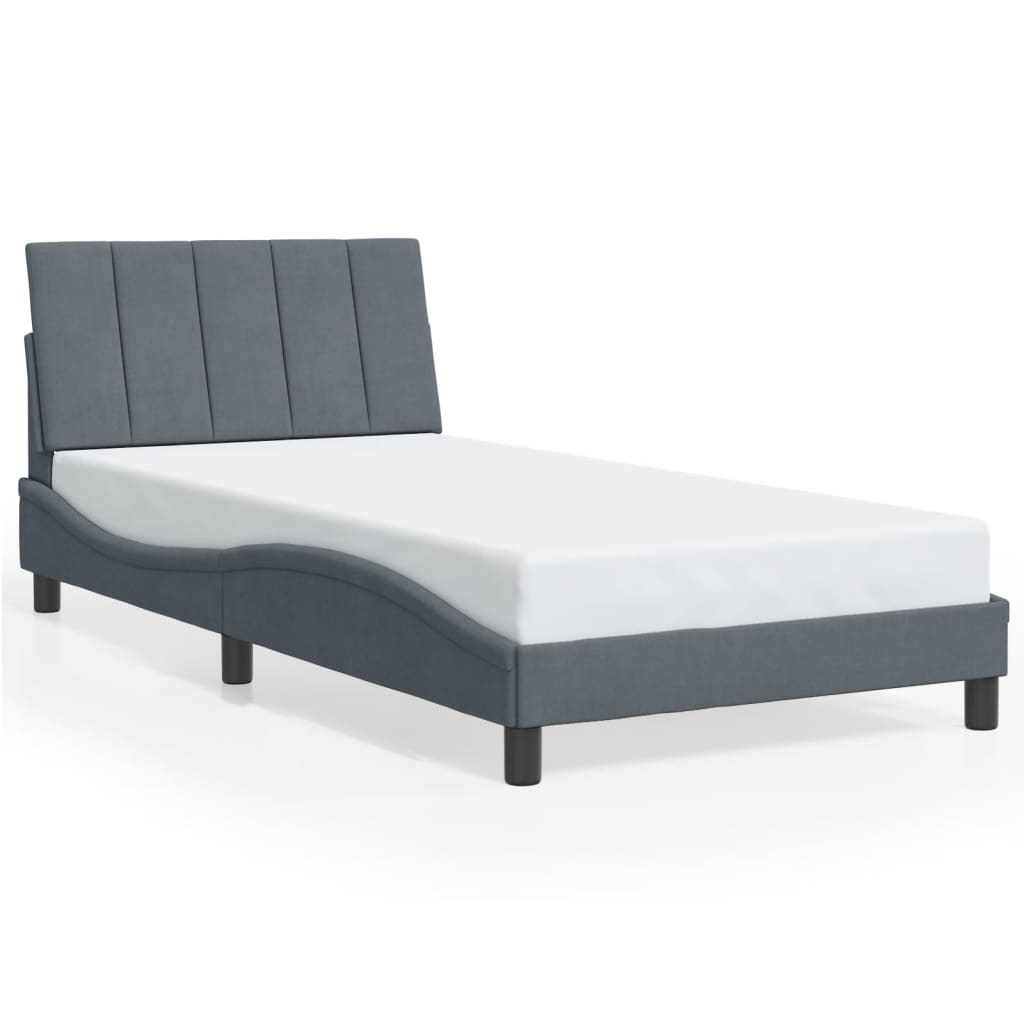 Bedframe zonder matras "Hanko" fluweel donkergrijs 100x203 cm