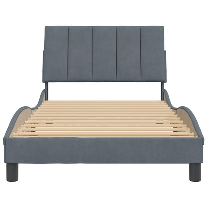 Bedframe zonder matras "Hanko" fluweel donkergrijs 100x203 cm