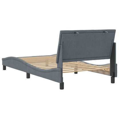 Bedframe zonder matras "Hanko" fluweel donkergrijs 100x203 cm