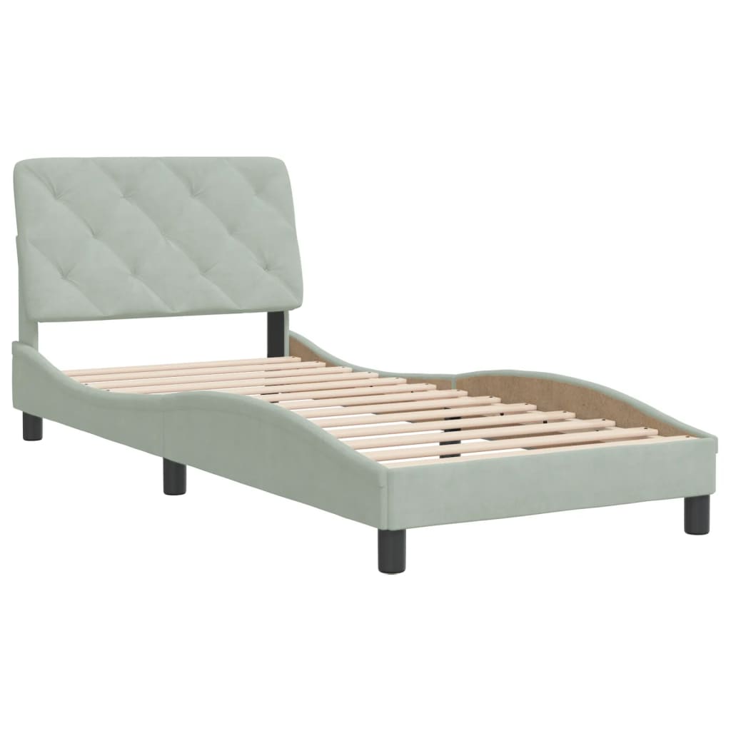 Bedframe met hoofdeinde fluweel lichtgrijs 80x200 cm