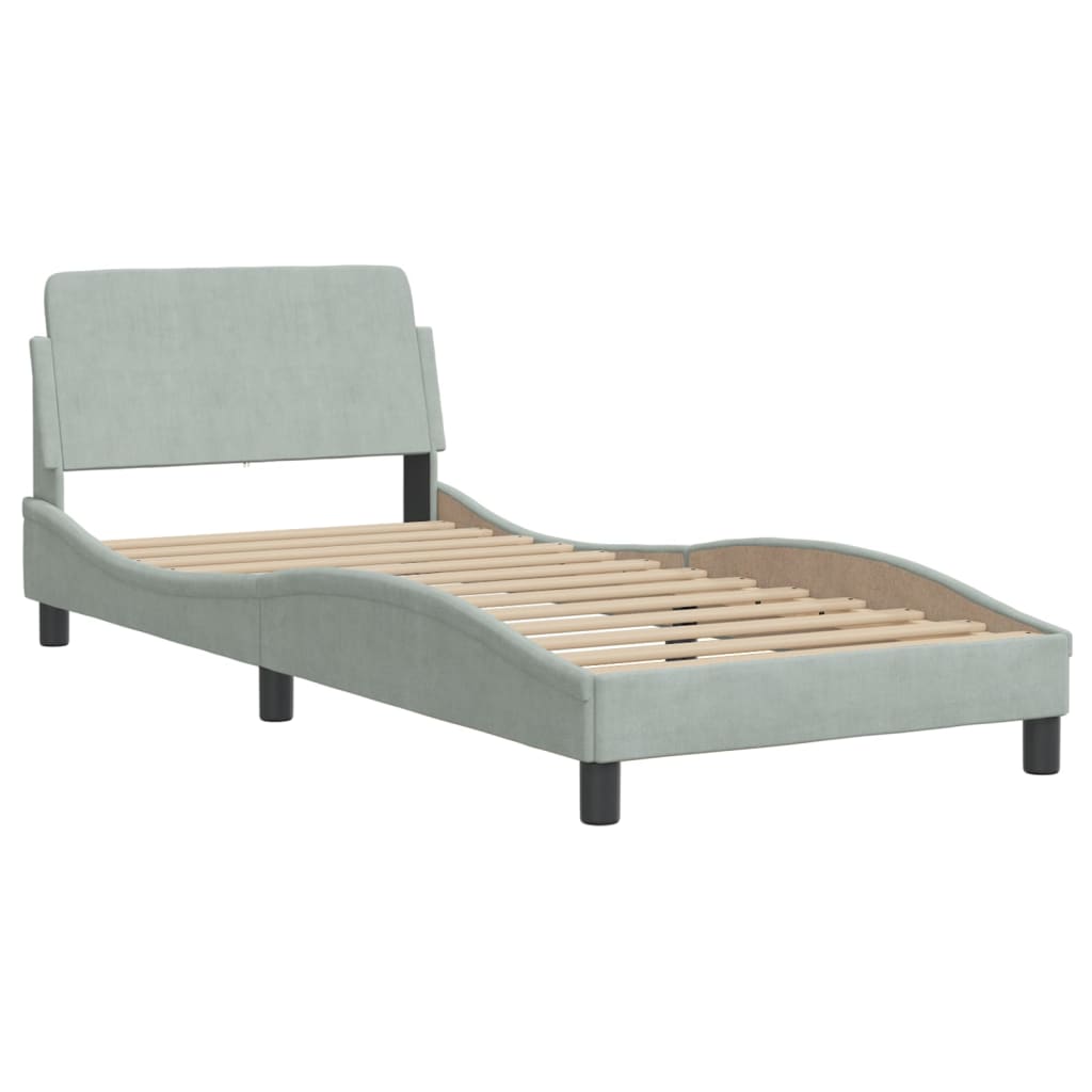 Bedframe met hoofdeinde fluweel lichtgrijs 80x200 cm