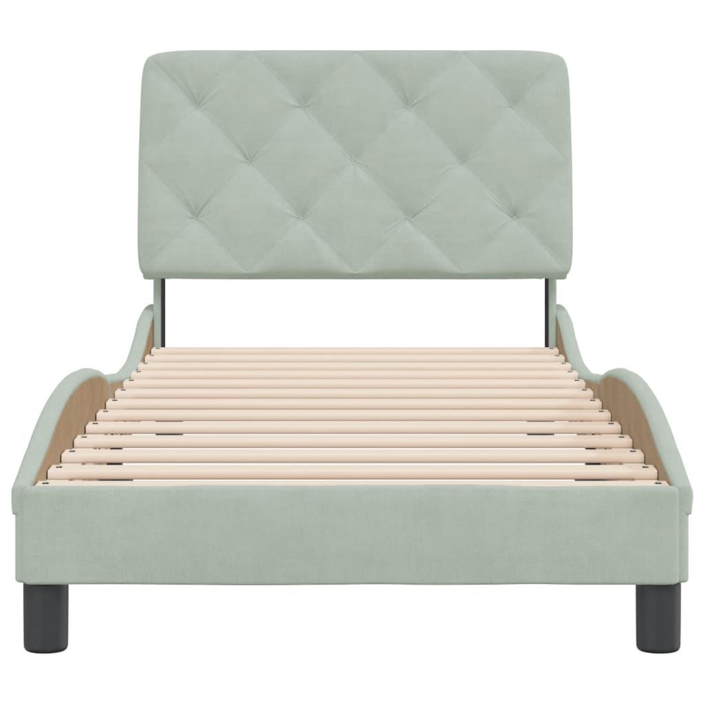 Bedframe met hoofdeinde fluweel lichtgrijs 80x200 cm