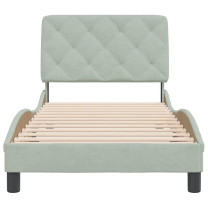 Bedframe met hoofdeinde fluweel lichtgrijs 80x200 cm