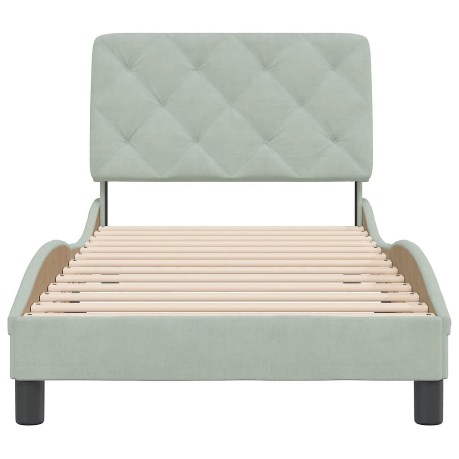 Bedframe met hoofdeinde fluweel lichtgrijs 80x200 cm