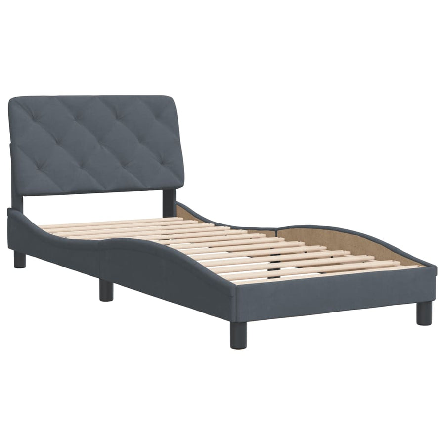 Bedframe met hoofdeinde fluweel donkergrijs 80x200 cm