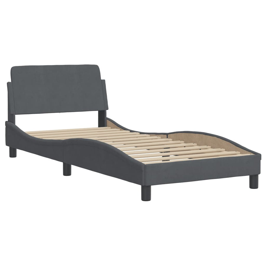 Bedframe met hoofdeinde fluweel donkergrijs 80x200 cm