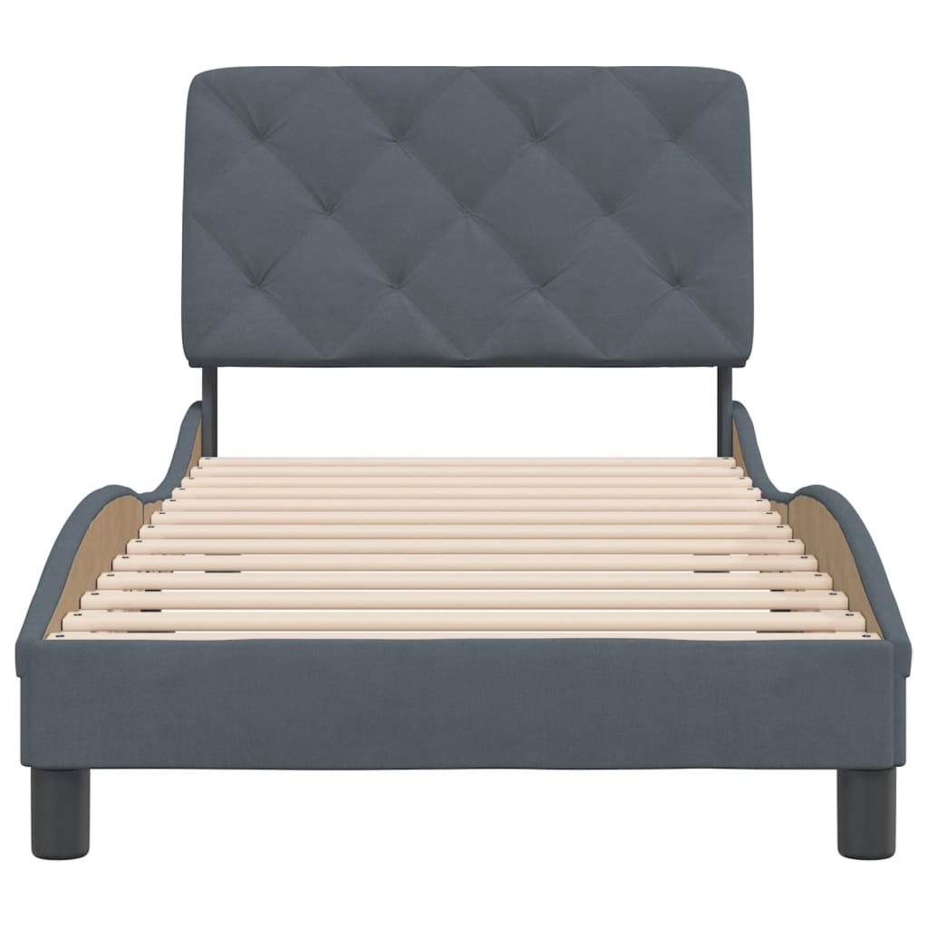 Bedframe met hoofdeinde fluweel donkergrijs 80x200 cm