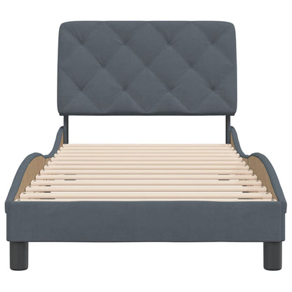 Bedframe met hoofdeinde fluweel donkergrijs 80x200 cm