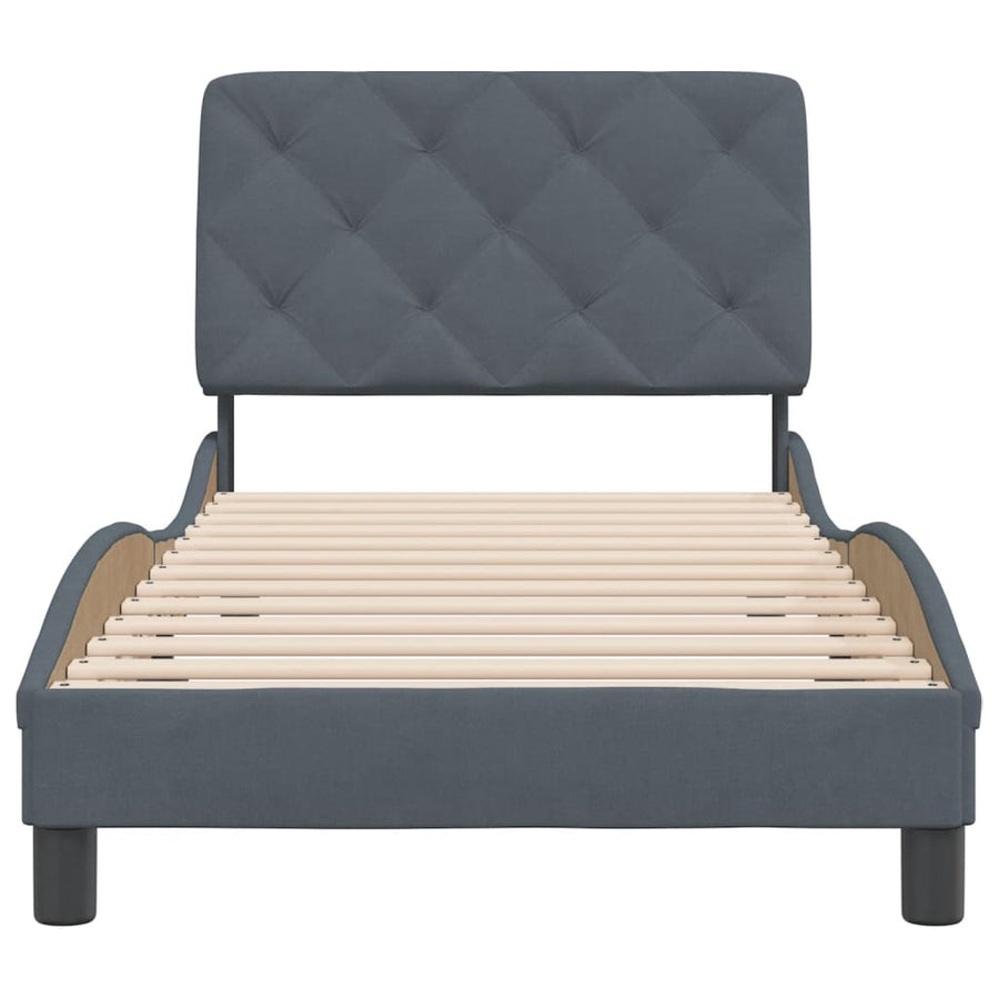 Bedframe met hoofdeinde fluweel donkergrijs 80x200 cm
