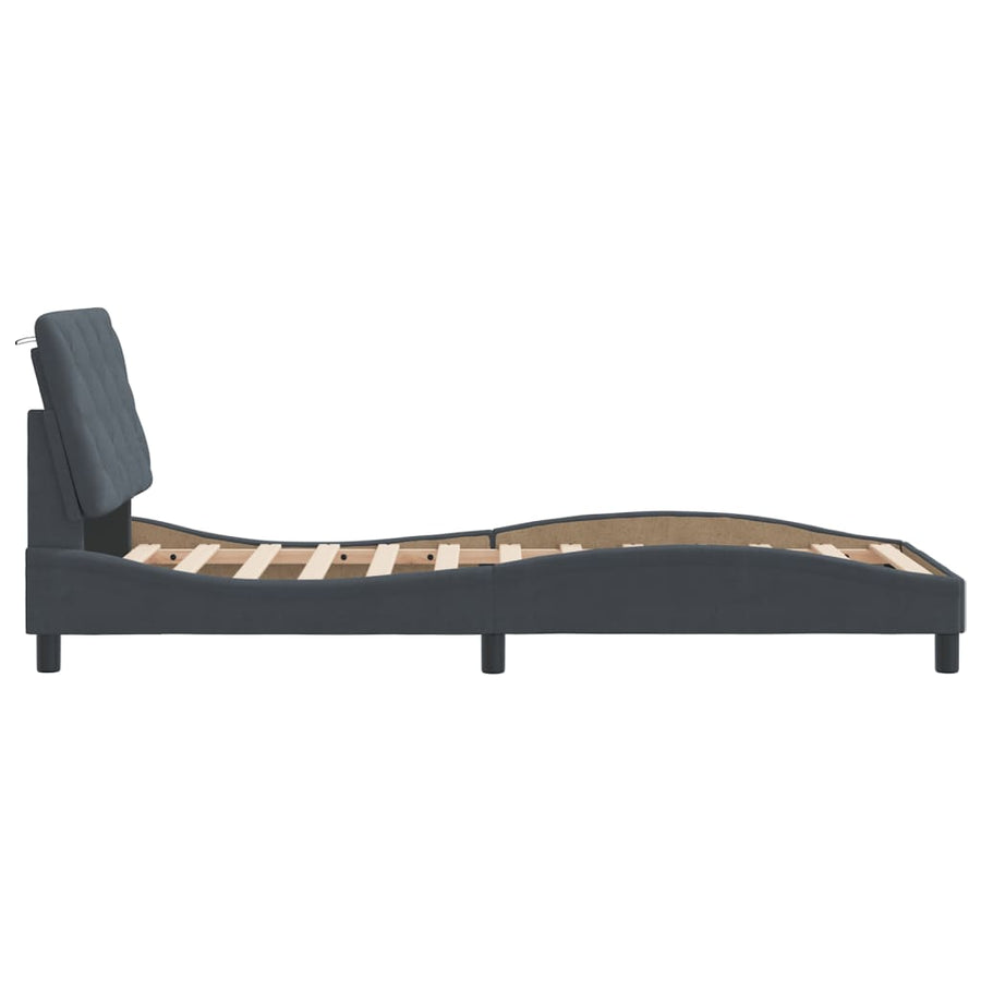 Bedframe met hoofdeinde fluweel donkergrijs 80x200 cm
