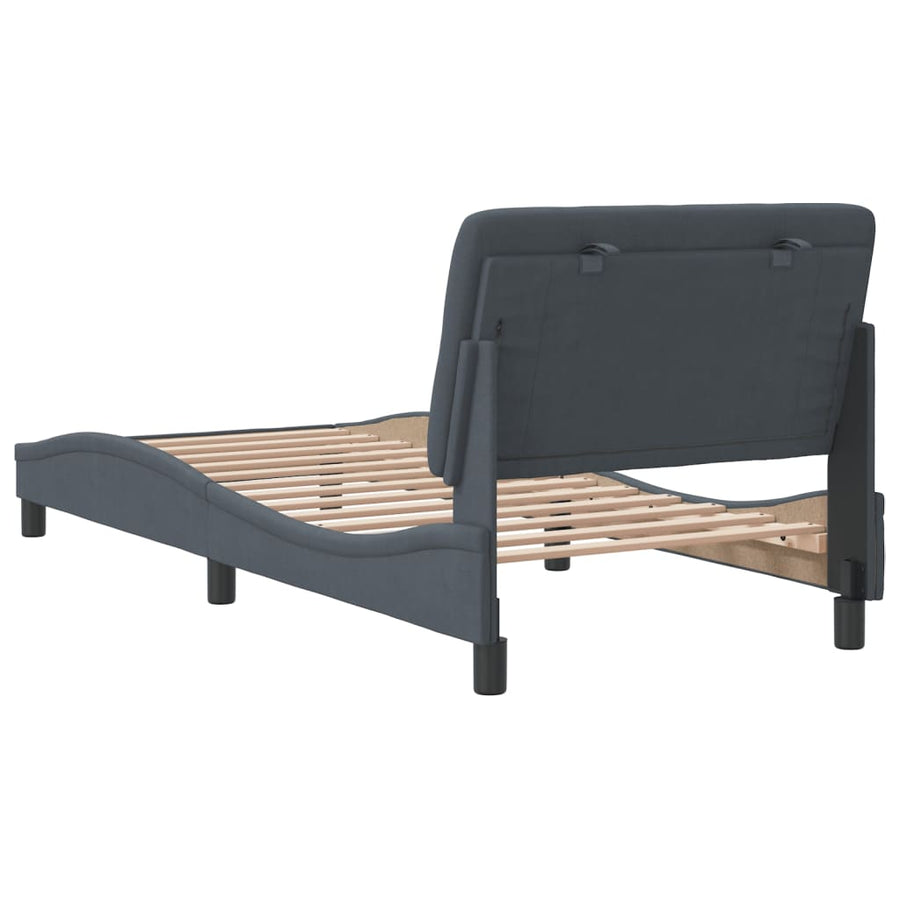 Bedframe met hoofdeinde fluweel donkergrijs 80x200 cm