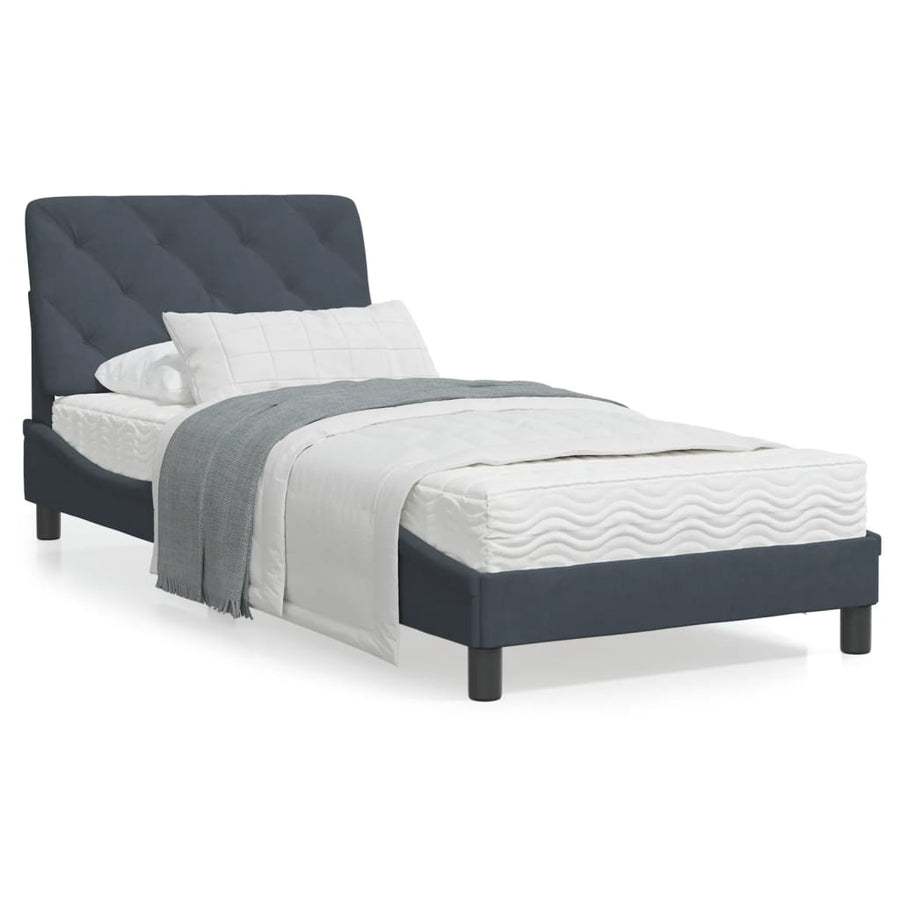 Bedframe met hoofdeinde fluweel donkergrijs 80x200 cm