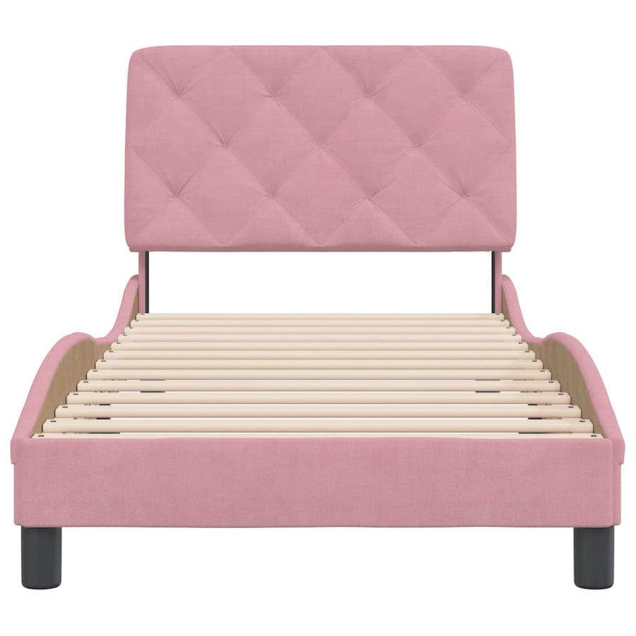 Bedframe met hoofdeinde fluweel roze 80x200 cm