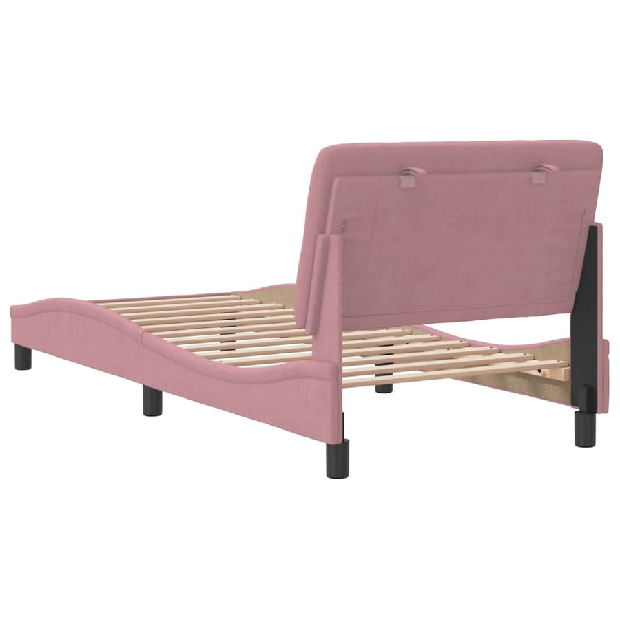 Bedframe met hoofdeinde fluweel roze 80x200 cm