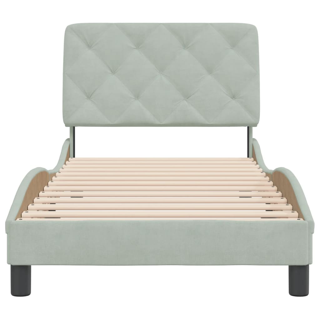 Bedframe met hoofdeinde fluweel lichtgrijs 90x190 cm