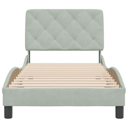 Bedframe met hoofdeinde fluweel lichtgrijs 90x190 cm