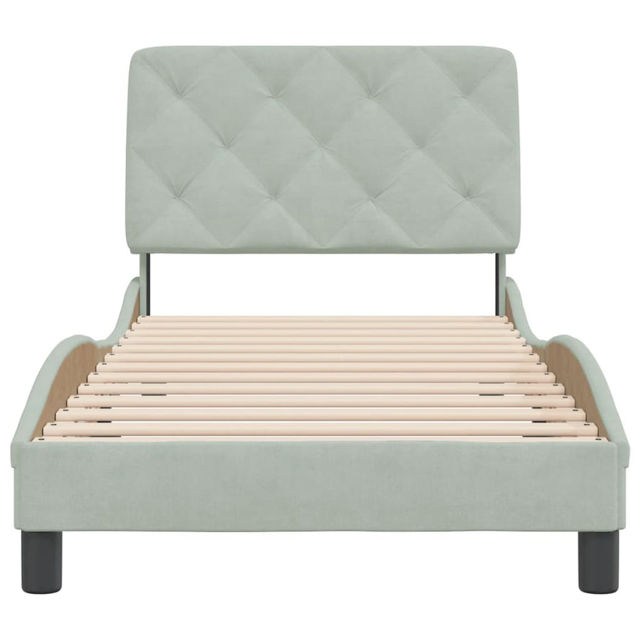 Bedframe met hoofdeinde fluweel lichtgrijs 90x190 cm