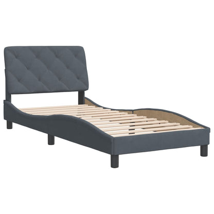 Bedframe met hoofdeinde fluweel donkergrijs 90x190 cm