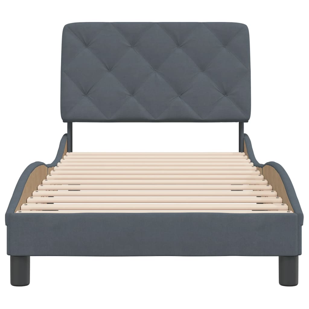 Bedframe met hoofdeinde fluweel donkergrijs 90x190 cm