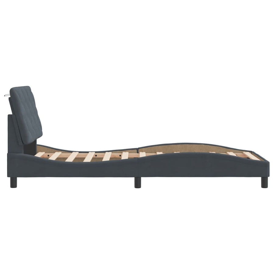 Bedframe met hoofdeinde fluweel donkergrijs 90x190 cm
