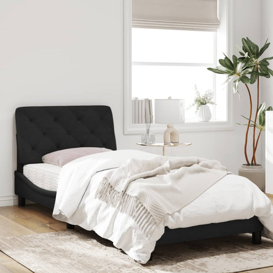 Bedframe met hoofdeinde fluweel zwart 90x190 cm