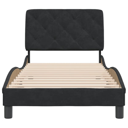 Bedframe met hoofdeinde fluweel zwart 90x190 cm