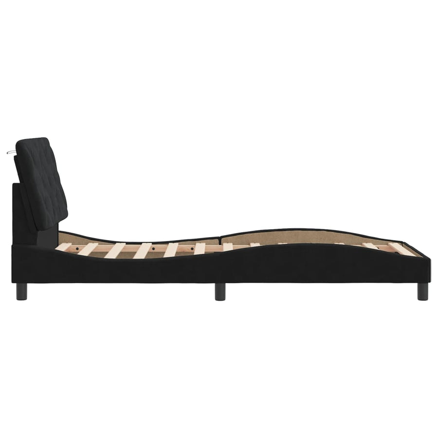 Bedframe met hoofdeinde fluweel zwart 90x190 cm